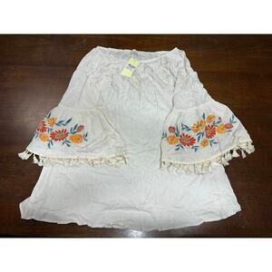 Southern Stitch Peasant Blouse Floral Embroidered Tunic Women XL Cottage Boho